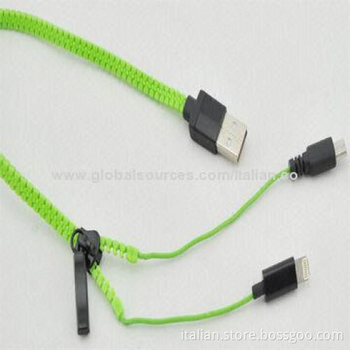 4-in-1 Zipper USB Cable for Apple or Samsung